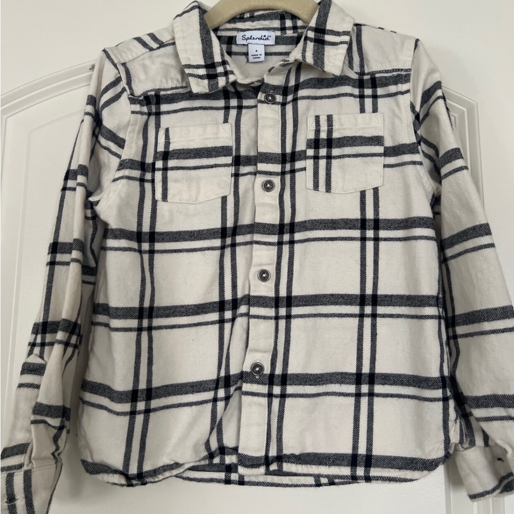 Splendid | (4) Boys Cream Flannel Button-down